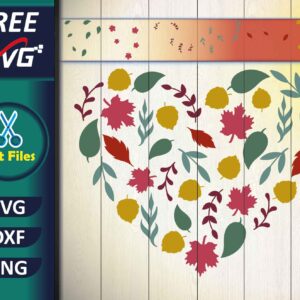 Autumn Leaves Heart Shaped SVG Free