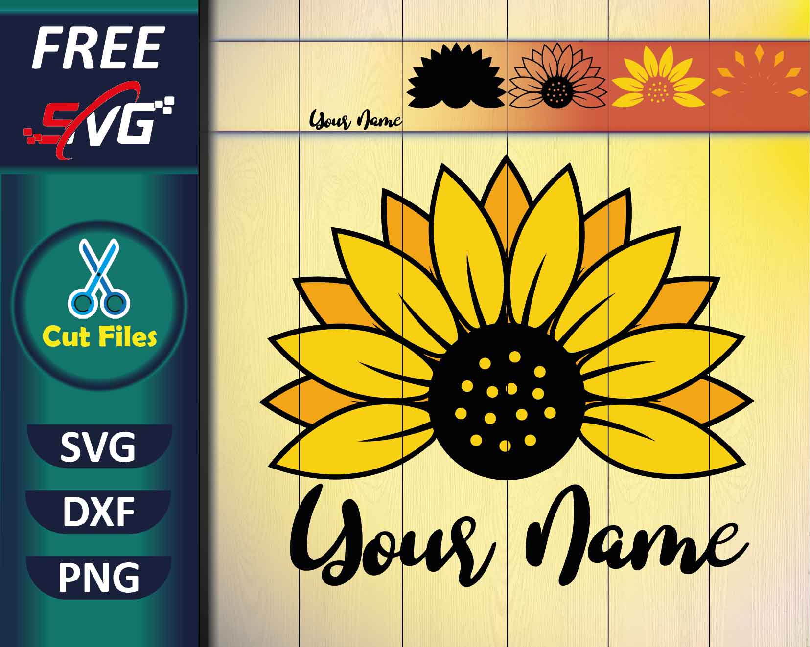 Free Half Sunflower SVG, Sunflower SVG T-shirt design ideas