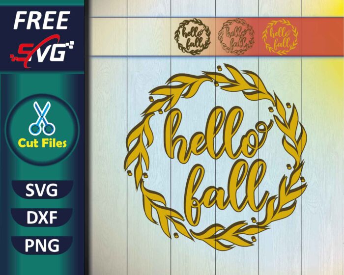 Hello Fall SVG Free, Floral wreath SVG Free