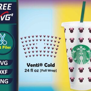 Minnie mouse Starbucks cup full wrap SVG Free