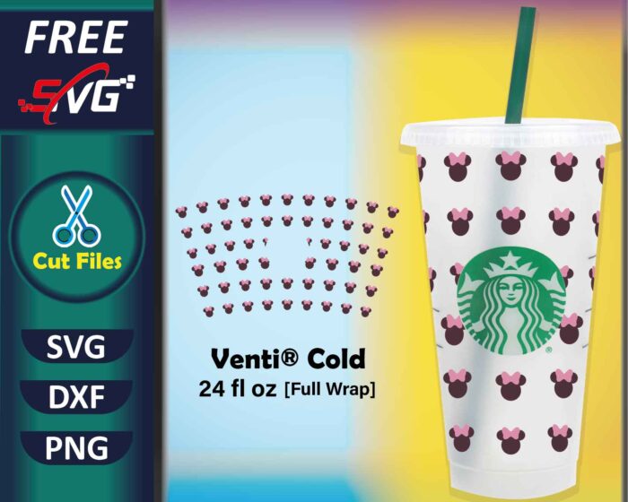 Minnie mouse Starbucks cup full wrap SVG Free