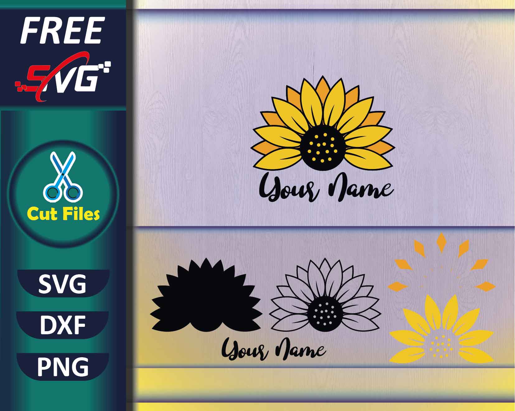 Free Half Sunflower SVG, Sunflower SVG T-shirt design ideas