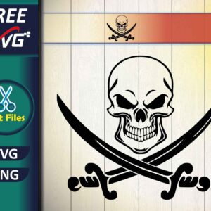 Skull Swords Spooky Pirate Skeleton SVG free