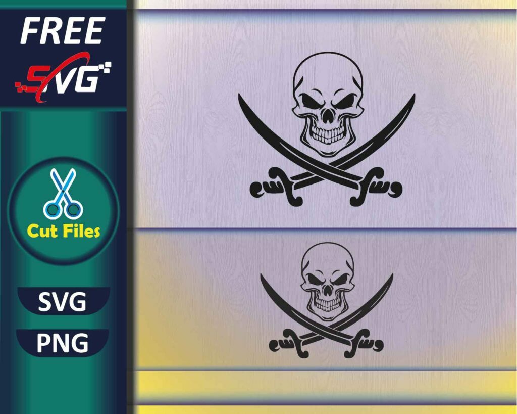 Skull Swords Spooky Pirate Skeleton SVG free