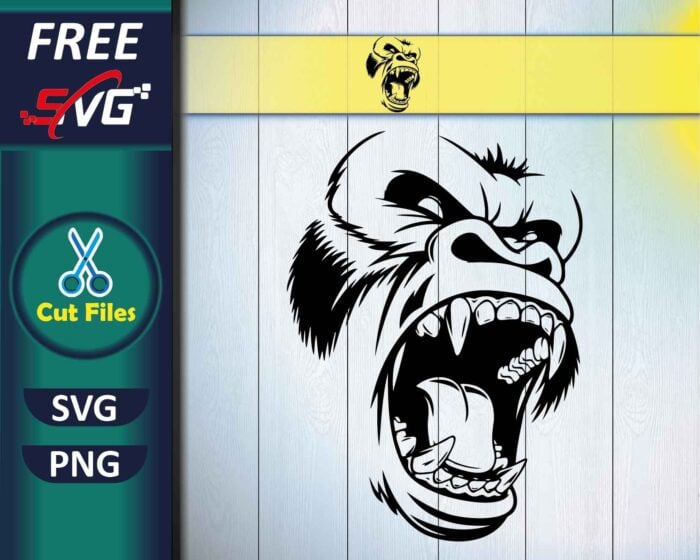 Angry Gorilla SVG Free, Ape Head