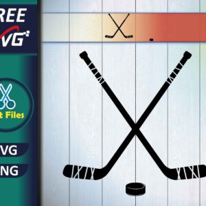 Crossed Hockey Sticks and Hockey Puck SVG Free