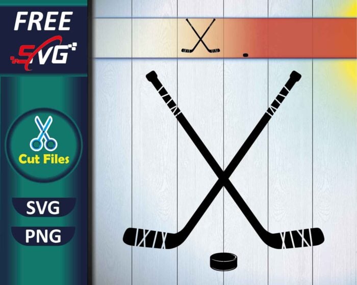 Crossed Hockey Sticks and Hockey Puck SVG Free