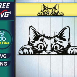 Cute cat SVG Free, peeking cat, Cut files for Cricut