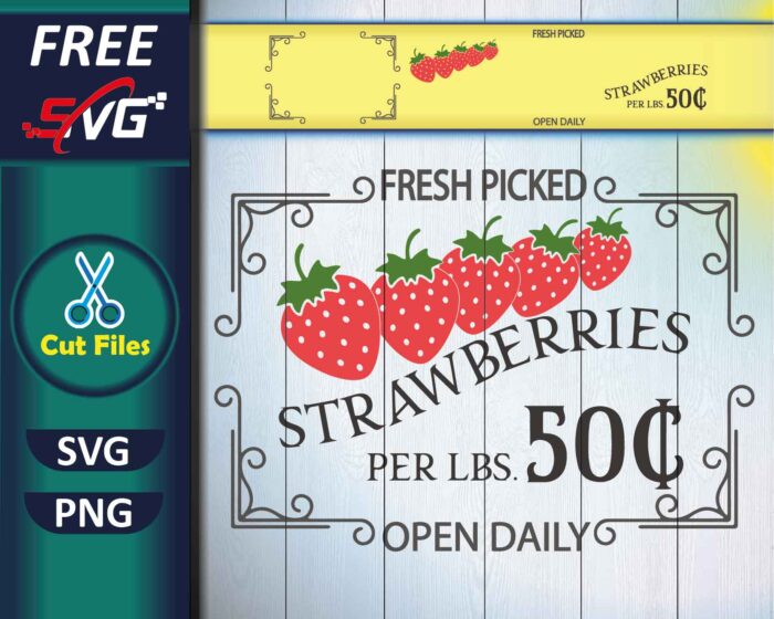 Fresh Picked Strawberries SVG Free