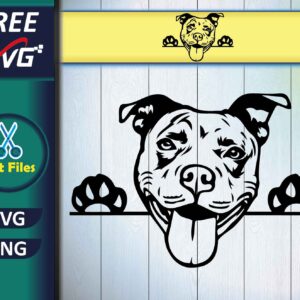 Pitbull Dog Peeking Peek SVG Free, Cut files for Cricut