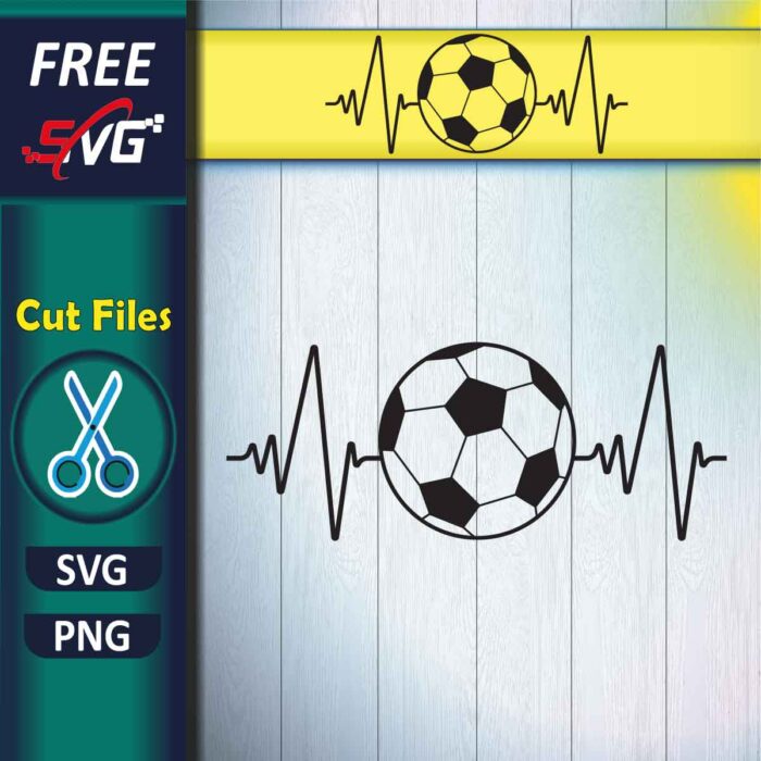 Heartbeat Pulse Line With Soccer SVG Free