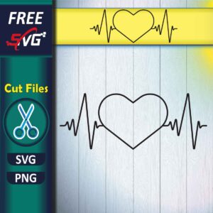 Heartbeat with the heart SVG Free