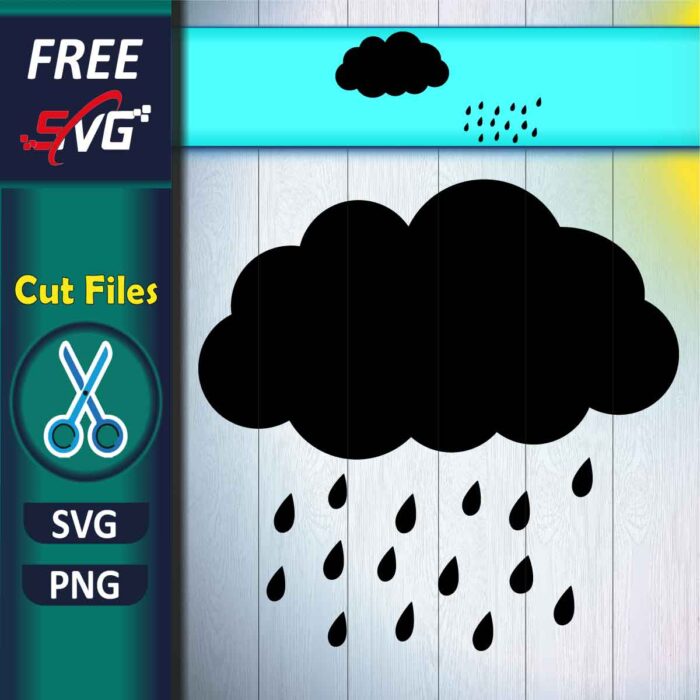 Cloud with Raindrops SVG Free, rain drops SVG