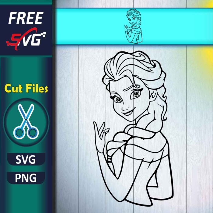 Elsa silhouette SVG Free, Elsa outline