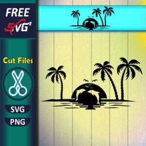 Beach and Dolphin Scene SVG Free for Cricut