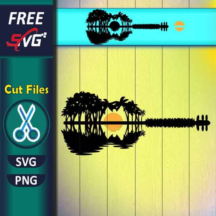 Guitar Sunset SVG Free for Cricut