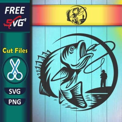 Fisherman catching fish SVG Free for Cricut - Fishing SVG Free
