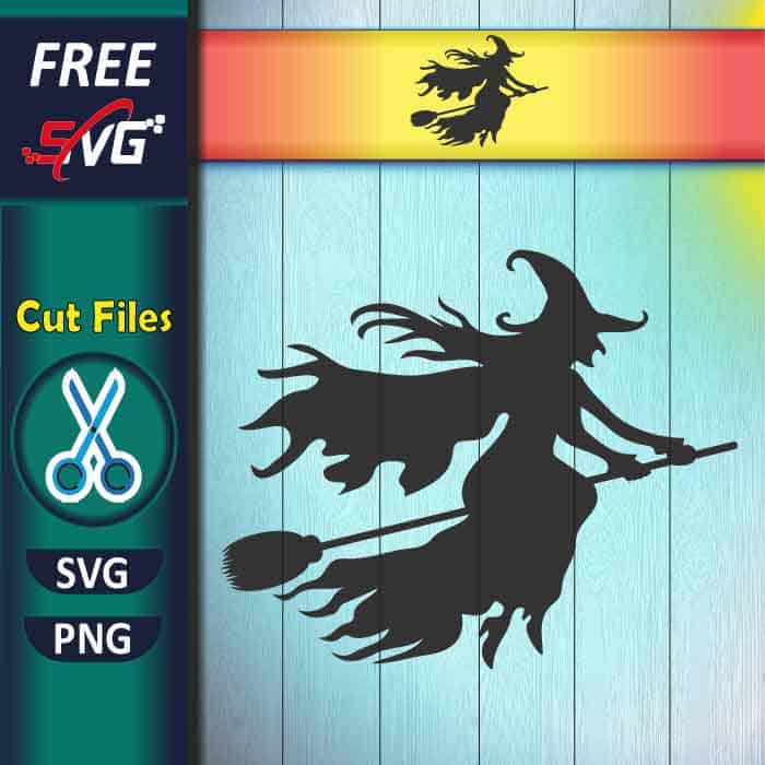 Witch SVG free | silhouette of a witch flying on a broom SVG