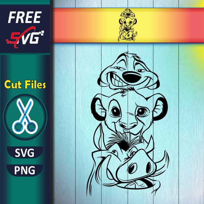 Timon, Pumbaa, Simba SVG Free for Cricut | Lion king SVG Free