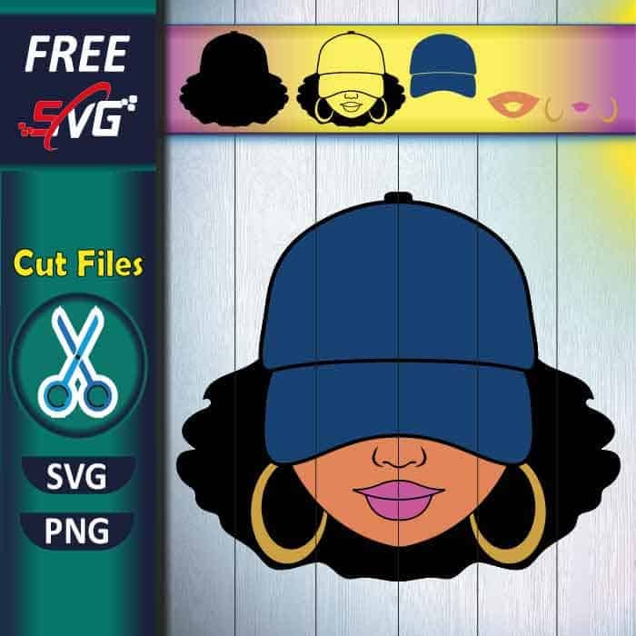 Afro Woman Cap Low SVG free, African American woman SVG
