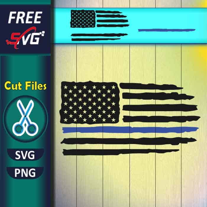Back the blue flag SVG free | police blue line SVG, Tattered American flag SVG