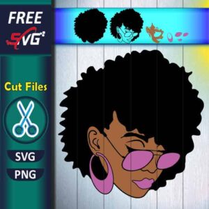 Black Woman With Glasses SVG free, Afro Woman SVG, Natural Hair SVG