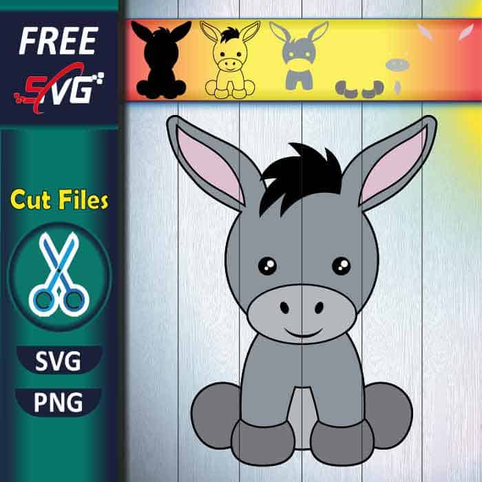 Cute donkey SVG free | baby donkey SVG free, Farm animal SVG free