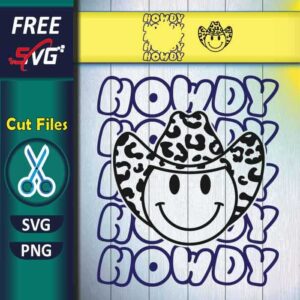 Howdy SVG free, cowboy smiley SVG