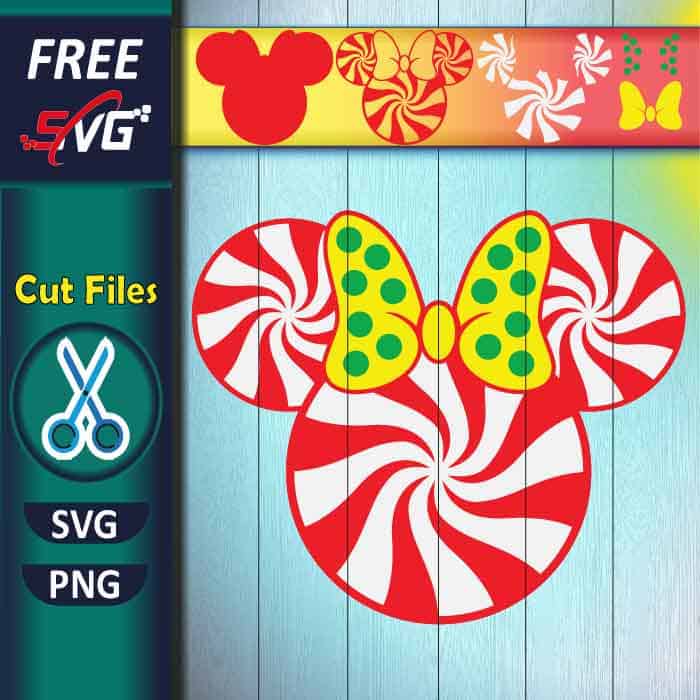 Minni mouse peppermint candy SVG free, Disney Christmas SVG free