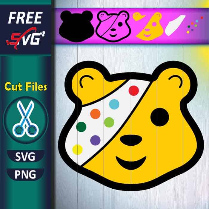 Children in Need SVG free, Pudsey Bear face SVG free