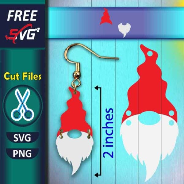 Christmas earring SVG free, Christmas gnome earring SVG free