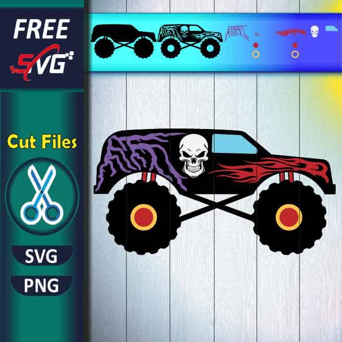 Hot Wheels monster truck SVG free | Monster Truck SVG free With Skull