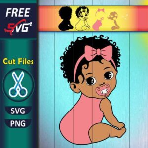 baby girl SVG free, African American Newborn with Pacifier SVG Free