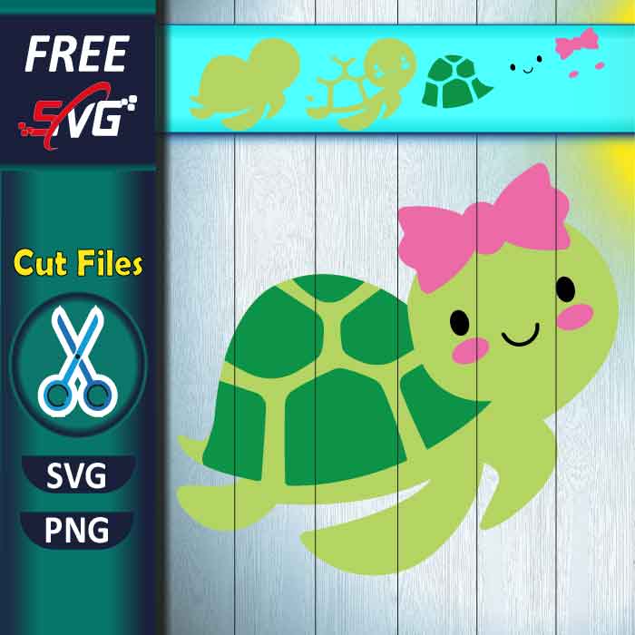 Baby turtle girl SVG free, sea turtle Svg free