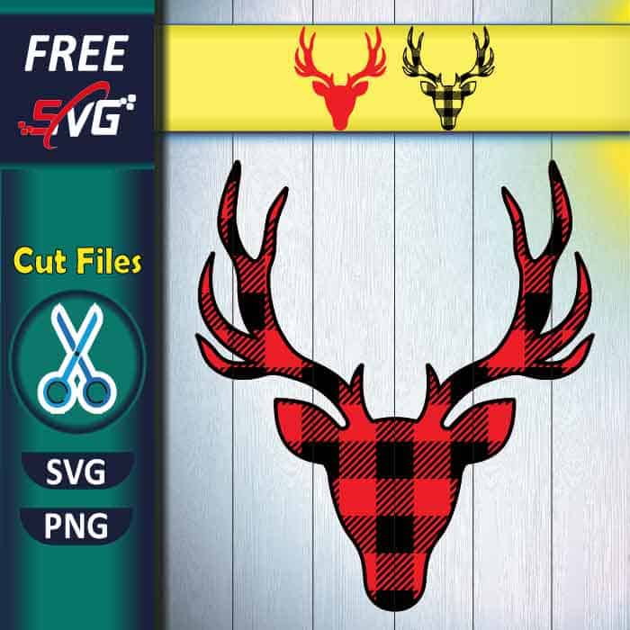 Buffalo Plaid deer head Svg free | reindeer head svg free