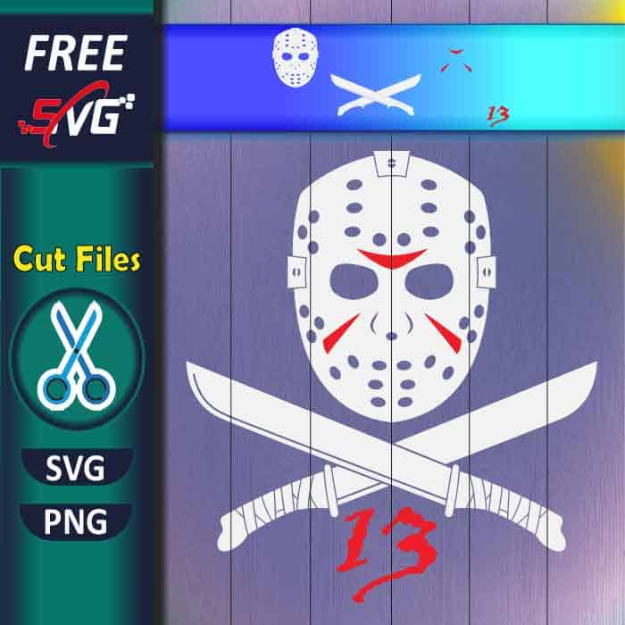 Jason Mask with Crossed Knives SVG free