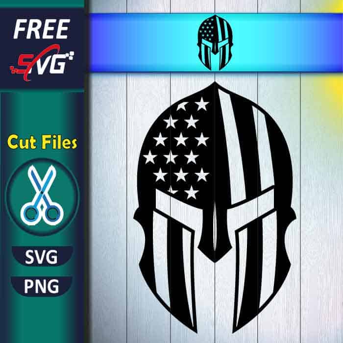 Spartan helmet SVG free, Spartan with American flag SVG free