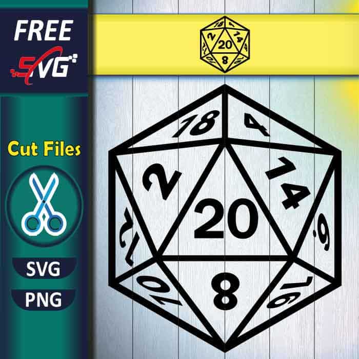 D20 Dice Isometric SVG free, 20-sided dice SVG, polyhedral dice SVG free