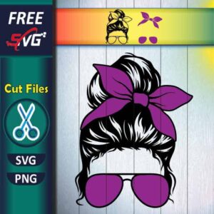 Messy bun mom SVG free | Headband and Sunglasses SVG