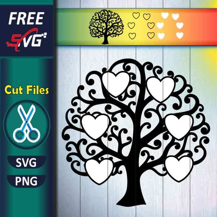 Family tree with hearts SVG free