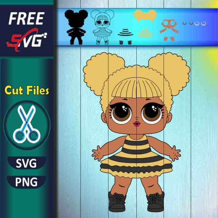 LOL doll queen bee SVG free, layered lol doll svg free