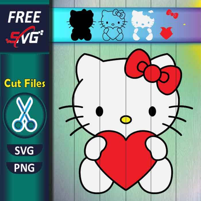 Hello Kitty Hugs Heart SVG free
