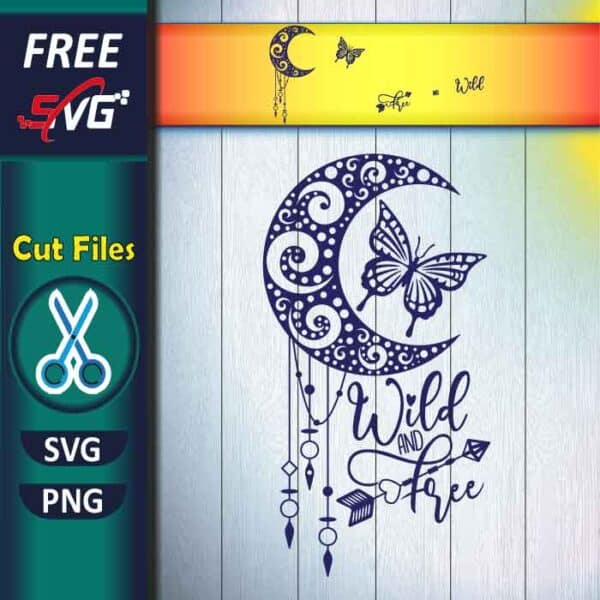 Moon Dreamcatcher SVG free, moon and butterfly SVG | Free SVG Files