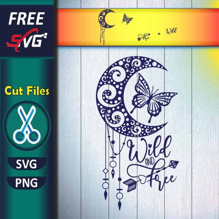 Moon Dreamcatcher SVG free, moon and butterfly SVG