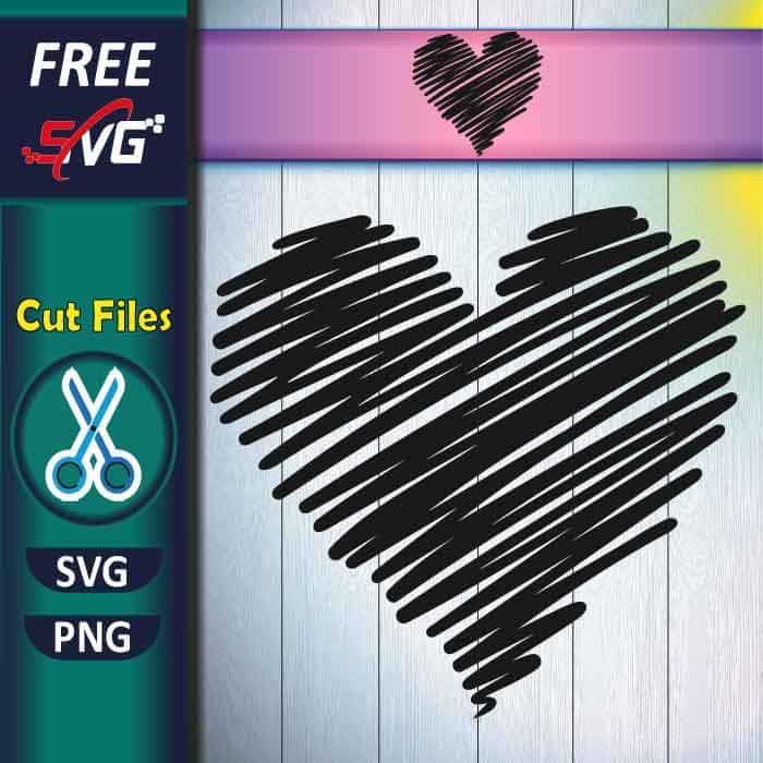 Scribble Heart SVG free, free SVG files for Cricut