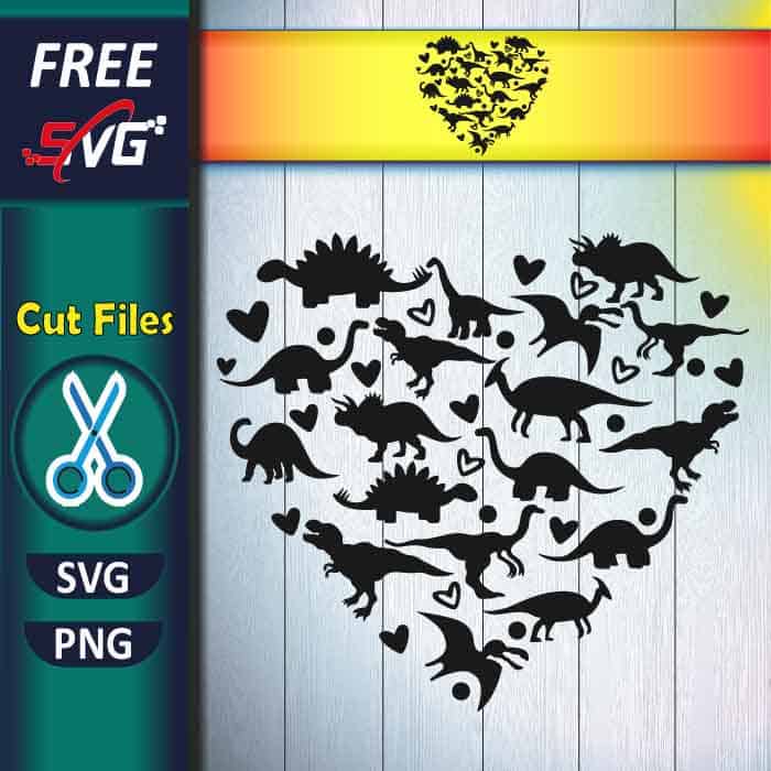 dinosaur silhouette SVG free, dinosaur heart SVG