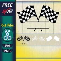 Double checkered flag crossed split name frame SVG free