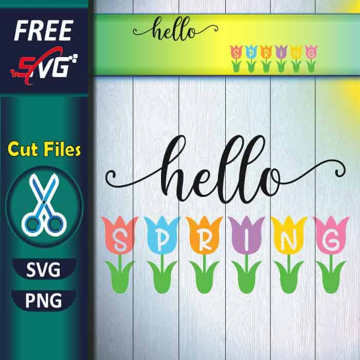 hello spring SVG free, tulips SVG free