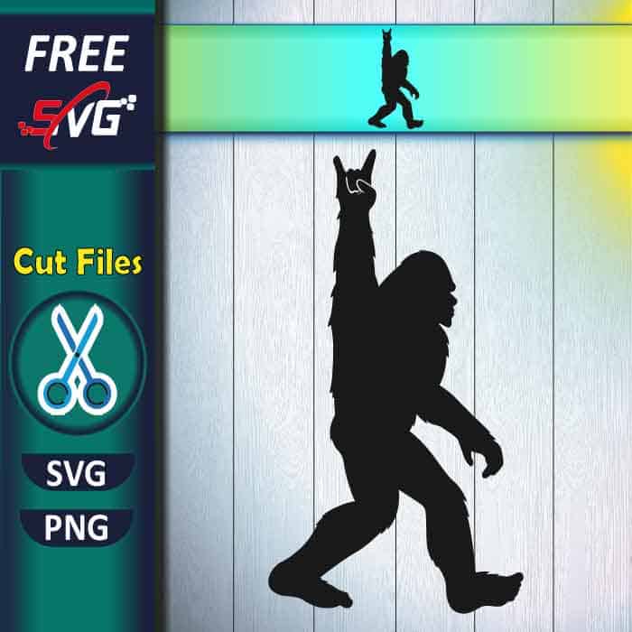 Bigfoot Rock SVG free | Rock on hand sign svg