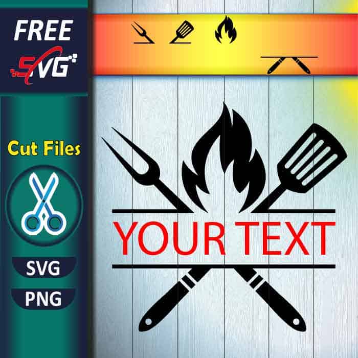 Barbecue Utensils Monogram SVG free - BBQ monogram SVG cut file